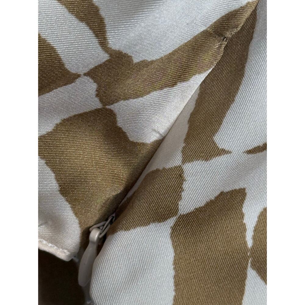 PARKER white tan fawn abstract bell sleeve boho bow front silky blouse top - Picture 6 of 8